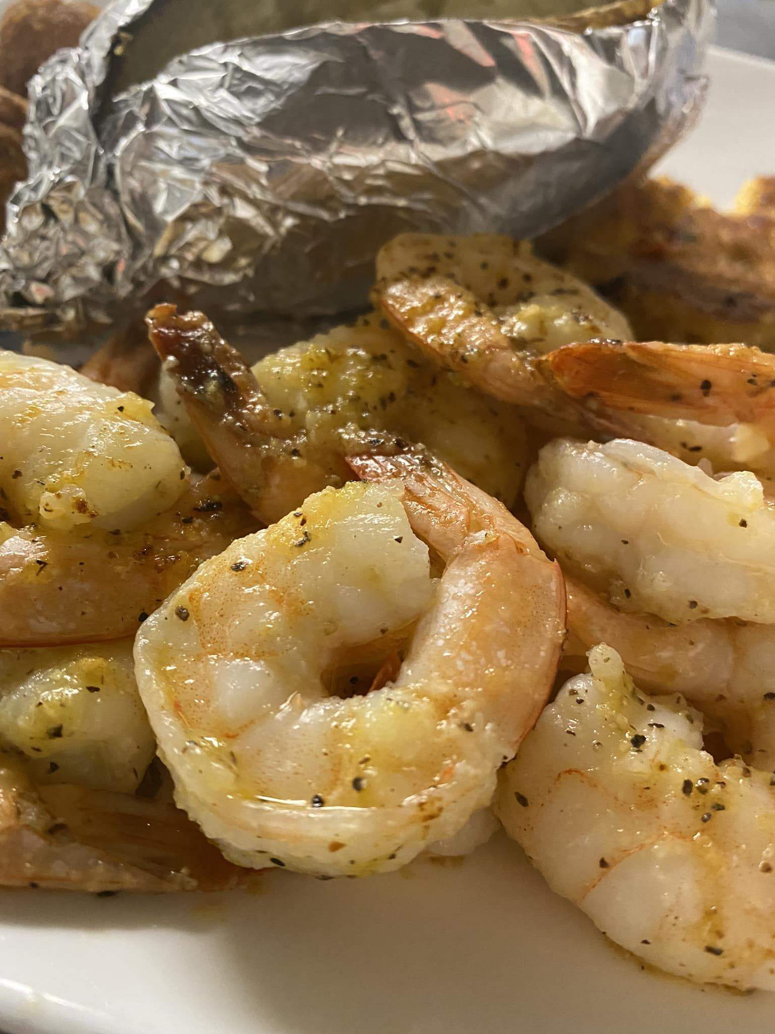 Seasoned grilled shrimp skewers